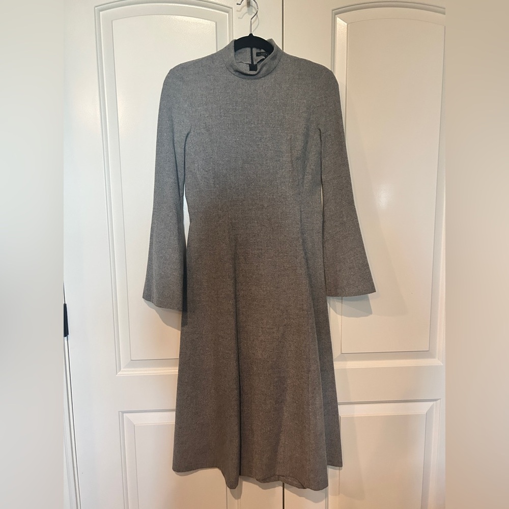 Zara Gray Mock Neck A-Line Dress Size S